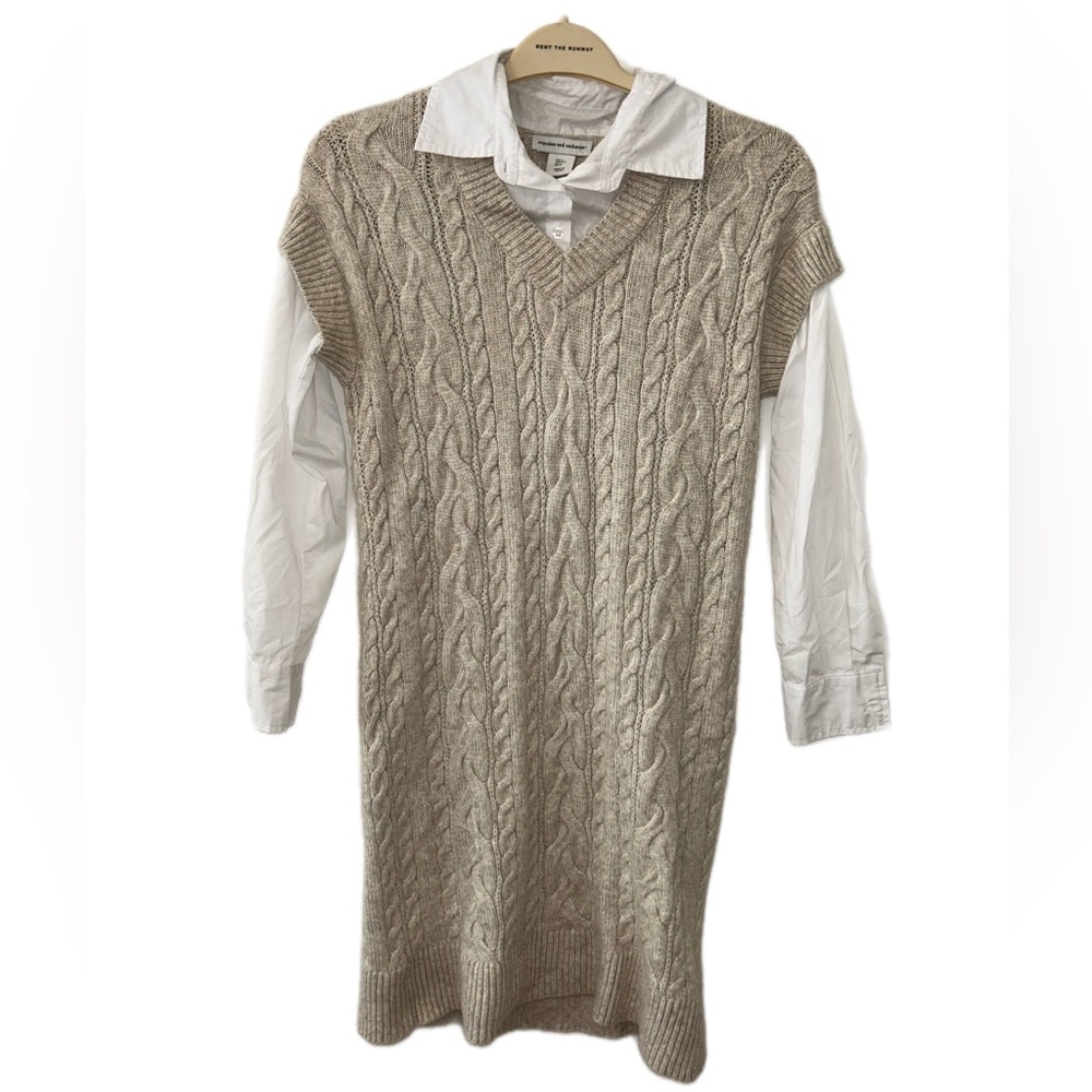 Cupcakes & Cashmere Women's Cable Knit‎ Sweater Dress with Collar Size Small